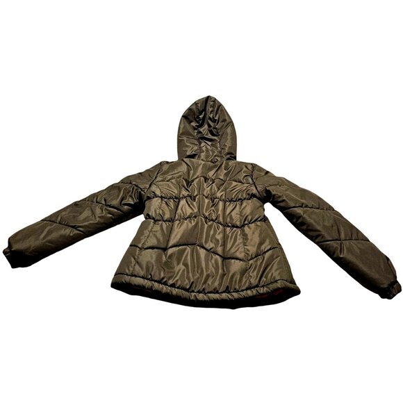 Girls Warm Puffer Jacket With Faux Fur Hood Star Print Size 7/8 - Picture 3 of 15